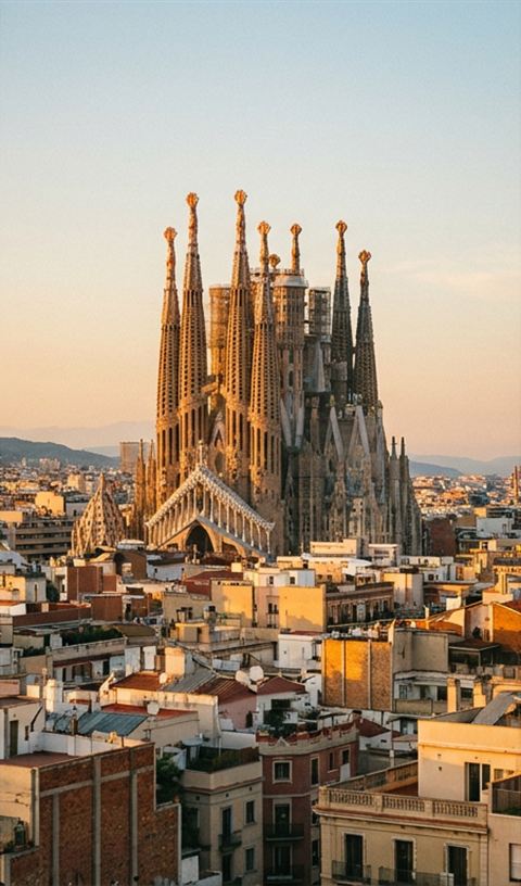 Torres de la Sagrada Família sobre el Eixample (ilustración)